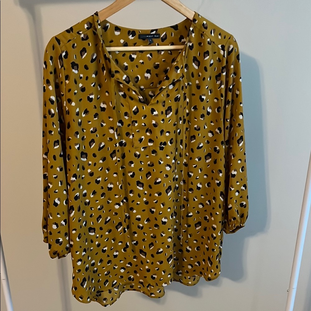 Leopard Print Mustard Blouse